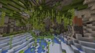 This lush cave connects two of its kind into a mega-structure (Image via Mojang)